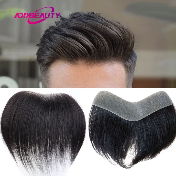 Men Toupee 100% Human Hair Piece V Loop Front Toupee for Men Thin