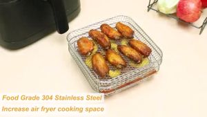1-3 Layer Air Fryer Baking Rack Metal Oven Grill Holder Racks Airfryer Accessories for Cosori/Ninja/Foodi Mesh Cooking Basket