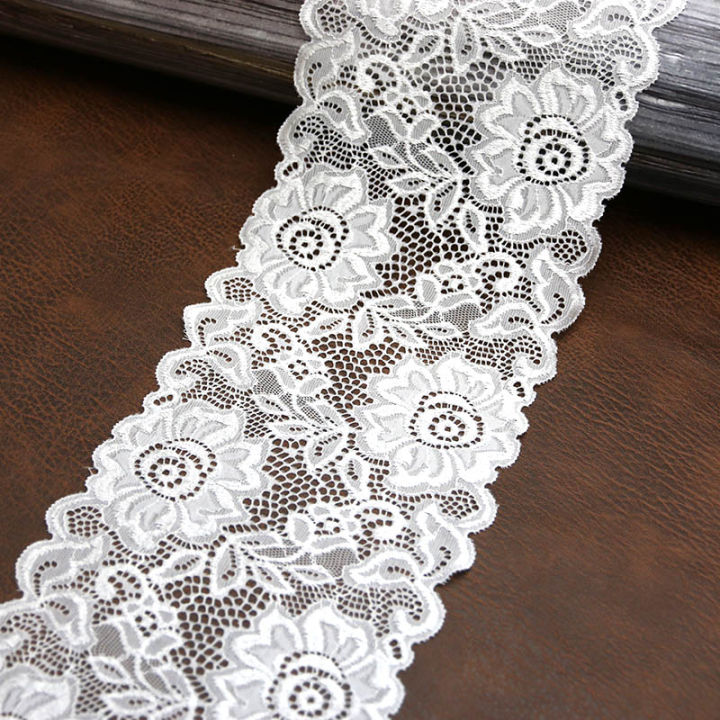3 Meter) 15cm White Elastic Lace Fabric French Hollow Underwear