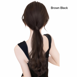 TFHDFHRG High Elasticity Layered Ponytail Extensions Synthetic Rubber Band Pony Tail Hairpiece Sweet Natural Long Wavy Curly Ponytail for Women