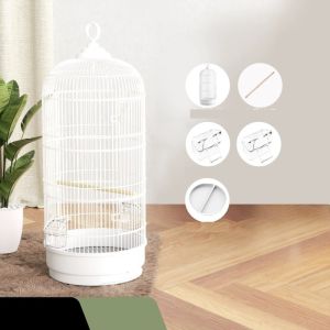 Lồng chim tròn kích thước 34x34x74cm cho vẹt lovebird chào mào yến hút mật khướu nghiểng