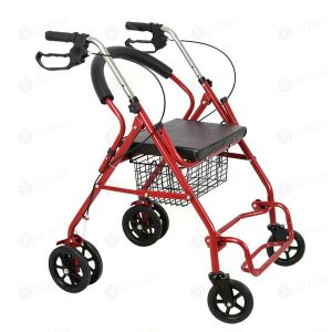 HU รถเข็นROLLATOR รถเข็นสำหรับผู้สูงอายุรถเข็นหัดเดินพับเก็บได้ มีที่พัคเท้า รถเข็นผู้ป่วยหัดเดิน มี2สีไห่เลือก