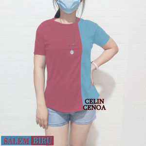 COD-Kaos Wanita Lengan Pendek Terbaru kombinasi / Tshirt Wanita O neck Lengan Pendek Terlaris / Baju Atasan Wanita Lengan Pendek kombinasi Termurah / Tumblr Tee Wanita Polos Bahan Spandeks