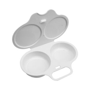 NALANILI Food Grades Plastic Microwave Egg Cooker Non-Stick Double Cup Egg Steamer Portable with Lid Egg Fryer Kitchen Gadgets