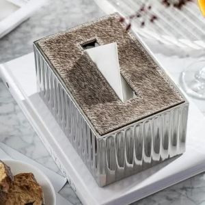 xpkQ Modern Tissue Boxes Handcrafted Luxury Ironwork Tissue Boxes Comfortable Horsehair Napkin Kitchen Storage Decoration T2Y7B