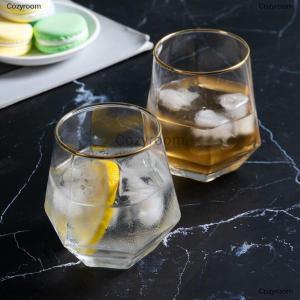 [COD] Cozyroom แก้ววิสกี้ใสทรงหกเหลี่ยมทำจากพลาสติกขอบทองสไตล์ยุโรปแก้วไวน์จากต่างประเทศหกเหลี่ยม
