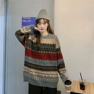 Korea sweater Sweater wanita gaya longgar lengan panjang all-match baru leher bulat fashion pullover top angin lembut