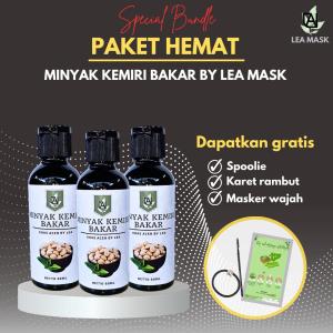 Paket Bundling 3 Pcs Minyak Kemiri Bakar Khas Aceh By Lea Mask 60 ml Gratis Masker dan Kuas Alis