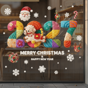 NALANILI PVC Miếng dán cửa sổ Giáng sinh Thiết kế của ông già Noel Thiết Kế Tuyết Decal dán cửa sổ Giáng sinh Giáng Sinh Noel Thiết Kế Sao Hỏa Miếng dán tường Giáng sinh Trang trí nhà cửa