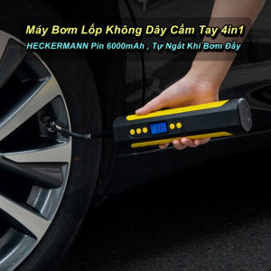 Máy Bơm Lốp Không Dây 4in1 HECKERMANN Pin 6000mAh Tự Ngắt Khi Bơm Đầy - EuroHome