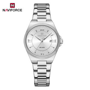 NAVIFORCE OriginalWomens Business Watch Stainless Steel Strap 30m Waterproof Calendar Simple Dial Womens Lady Casual Watch NF5073