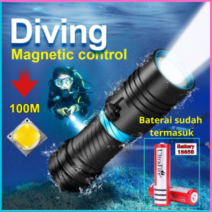 COD Senter Selam Renang Outdoor Adventure LED Diving Flashlight Waterproof L2 38.000 Lumens + 2 Pcs Baterai + Charger / Senter menyelam anti air  tahan lama super terang menyelam diving air laut / Senter pendaki gunung lampu cas camping di cas - TR298