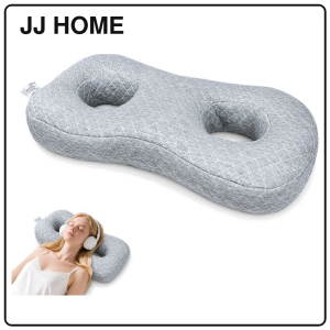 【JJ HOME】Ear Hole Side Sleeper Pillow / Double Ear Pressure Relief Pillow with Washable Cover for Side Sleeping