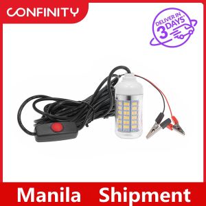 CONFINITY 12V 15W 108LED Underwater Fishing Attract Light LED Lamp Fish Finding System Light with 30ft Power Cord and Battery Clip