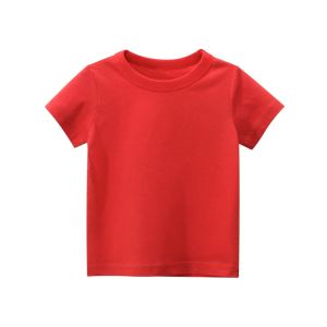 SG 100% cotton childrens t-shirt toddler boys and girls top for kids short sleeve T-shirt plain color clothes school activity shirt holiday clothes red green blue white yellow shirts
