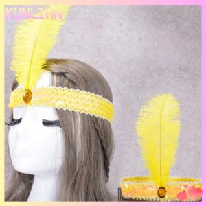 [KUNLIAN] ที่คาดผมขนนกน่ารักจำนวน1ชิ้นเครื่องประดับศีรษะประดับเลื่อมสีต่างๆสำหรับงานปาร์ตี้