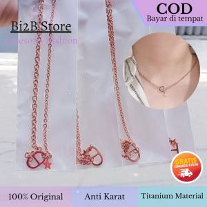 Kalung Wanita Titanium / Kalung Titanium Korea Anti Karat / Kalung Wanita Dewasa Liontin DlOR-STAR Bi2B KT-3326 Rosegold Silver Putih