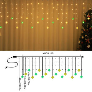 Lampu Raya Ketupat Lights 4M 96LED Curatin Lights 8Modes Hari Raya Lights LED Fairy Lights Waterproof For Ramadan Hari Raya Decoration
