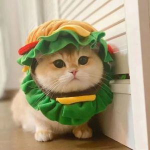 COOLSOOL Cross Dressing Pet Burger Hat Cosplay Hamburger Dog Costume Hat Party Funny Cat Headgear for Small Dog