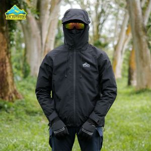 Jaket RIR Outdoor Aurora Series Waterproof Goretex Hitam Pekat dengan Full Seam Seal dan Zipper Water Resistant