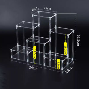 6-Tier Acrylic Display Riser Transparent Display Stand Multi-layer Rectangular Perfume Cosmetic Storage Rack Table Decorations