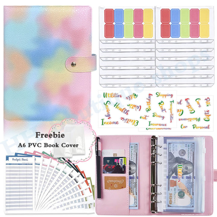 A6 Budget Binder Set with 1 Cover 20 Labels 12 Zipper Cash Envelope