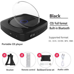 Wall Mounted CD Player With Bluetooth Remote Control USB Drive LED Display HiFi Speaker Portable