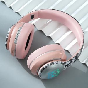 Avvic E83 Headphone Bluetooth Graffiti Motif Wireless Headset Stereo RGB Light Super Bass Sound