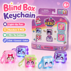 SG STOCK Click Keez Keyboard Keychain Blind Box Random 5PCS Set Cartoon Collectible Glowing Fidget Decor Gift