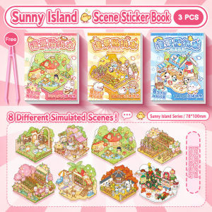 3D Miniature Sticker Book DIY Scene Sticker Book Cute Cartoon Landscape Scenes Collection贴纸书