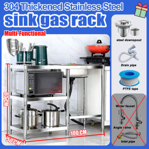 304 Stainless Steel Multi-Functional Kitchen Sink Gas Rack Gas Cooker Rack Kitchen Wash Basin Space-Saving for Small Kitchen