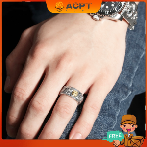 ACPT- Bring Good Fortune To Men With Adjustable Thai Silver Ring