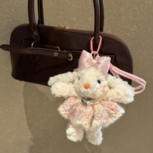 ChicLiving Home Furnishings Store Lop Eared Rabbit Plush Keychain Cute Bow Bunny Pendant Soft Fluffy Stuffed Doll Bag Backpack Ornament Lovely Gift For Girls