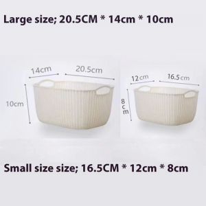 AOJN 【จัดส่งในท้องถิ่นในประเทศไทย】ตะกร้าเก็บของตั้งโต๊ะสานหวายเทียมตะกร้าเก็บของพลาสติกกล่องเก็บของในครัวตะกร้าเก็บของใส่อาบน้ำในห้องน้ำ