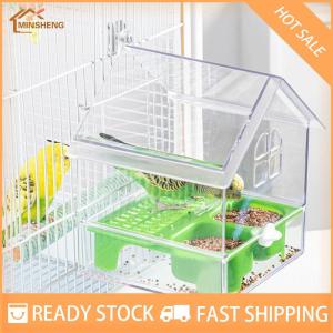 MIH ✨ COD ✨ ที่ใส่อาหารนกแก้วแบบแขวนป้องกันไม่ให้นกกระจัดกระจายอุปกรณ์กรงนกอ่างอาบน้ำแบบมัลติฟังก์ชัน