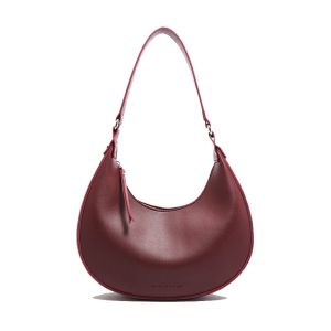 CRNGW PU Leather Half Moon Shoulder Bag Vintage Solid Color Womens Armpit Bag Korean Handbag Retro Underarm Bag Girls