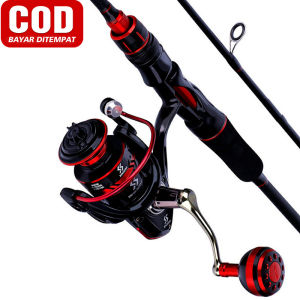 Sougayilang Set Tongkat Dan Gulungan Pancing 1.8M 2.1M Joran Pancing Serat Karbon 2 Bagian Bahan Karbon Tongkat Pancing Rasio Gir 5.0:1 Set Kombo