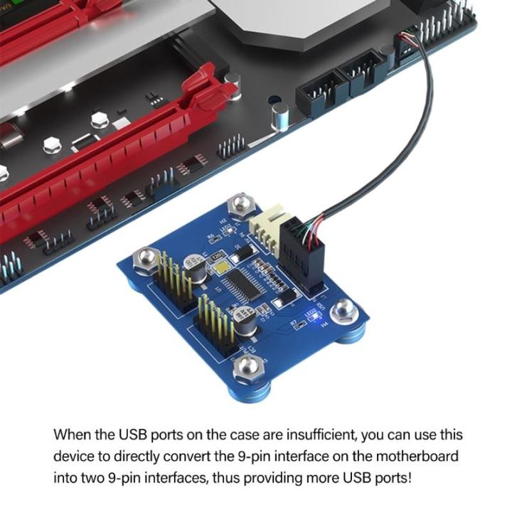 USB 2.0 9Pin Male to Double Splitter Cable Internal Connectors ...