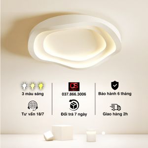(3 Chế độ) Đèn ốp trần nổi trang trí decor phòng ngủ phòng khách kiểu gợn sóng 3 lớp lấy cảm hứng nghệ thuật đương đại kết hợp 3 chế độ ánh sáng tạo hiệu ứng tự do làm ấm và phá vỡ cảm giác gò bó của không gian