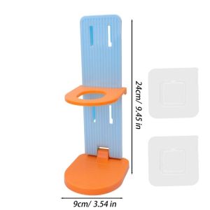 2pcs Wall Mounted Shower Gel Bottle Holder / Adjustable Alcohol Dispenser Bracket / Punch-Free Storage Shelf for Bathroom