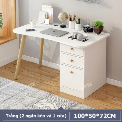 DAMIK-Bàn học liền giá sách tủ sách gia đình bàn viết và làm việc bằng gỗ hiện đại đa năng học tập làm việc bàn ăn..cứng cáp mới.
