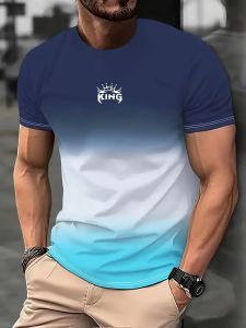 New in stock: Summer mens gradient short-sleeve shirt T Shirt 3D Digitally printed round-neck tops available for direct purchase