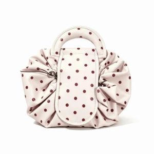 JON09 Foldable Drawstring Makeup Pouch Portable Waterproof Large Capacity Toiletries Handheld Beauty Storage Lightweight Polka Dot Cosmetic Bag Travel