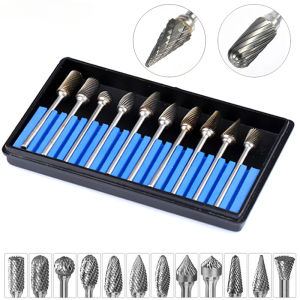 10pcs/set 3x6mm Shank Tungsten Carbide Milling Cutter Rotary Tool Burr Double Diamond Cut Rotary Tools Electric Grinding
