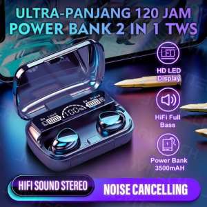 M10 Earbud Bluetooth 5.1 TWS dengan Baterai Power Bank 3500mAh dan Display HD