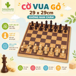 Cờ vua gỗ cho bé - Bộ cờ vua bằng gỗ tự nhiên kích thước bàn 29x29x2 cm