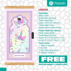 Sejadah anak Best Seller FREE CUSTOM NAMA DAN POUCH - Design Trendi by Mihrimah - Unicorn Series