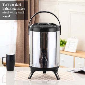 KADAIE Milk Tea Bucket Water 8 10 12 Liter Termos Bucket Dispenser Stainless Water Dispenser Panas Dingin Serbaguna