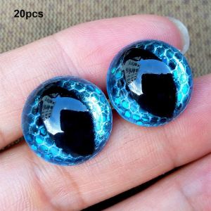 GOUPDO 20pcs 7 màu sắc Mắt nhựa an toàn có nhũ 16mm Phong cách cổ điển Mắt búp bê tự làm hình gấu Hình bầu dục Linh Kiện Đồ Chơi Nhồi Bông