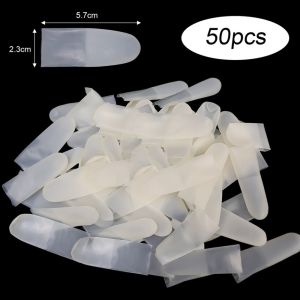 GOOD MOOD BEAUTY 50Pcs ใช้แล้วทิ้ง ปลอกสวมนิ้ว กันลื่น ฝ้าฝ้ากระ ถุงมือยางลาเท็กซ์ ทนทานต่อการใช้งาน บางเฉียบมาก ปลอกหุ้มปลายนิ้ว ทำงานกลางแจ้งกลางแจ้ง